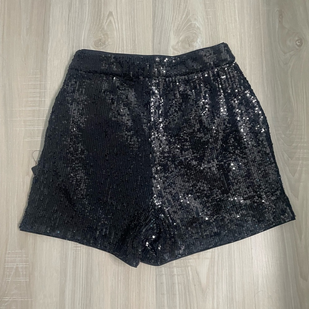 Express black sequin shorts